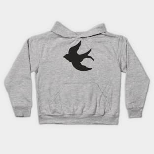 Black Flying Swallow Kids Hoodie